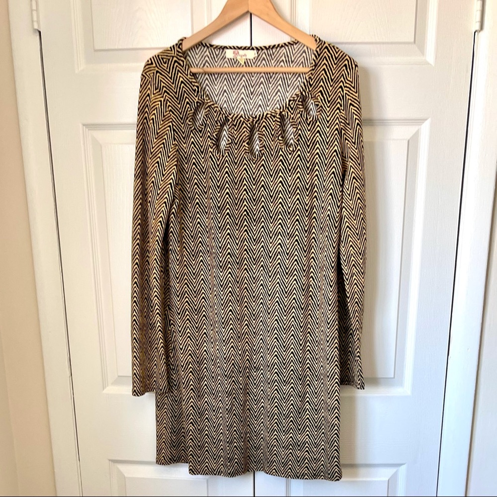 Aryeh Black and Tan Bodycon Pattern Dress